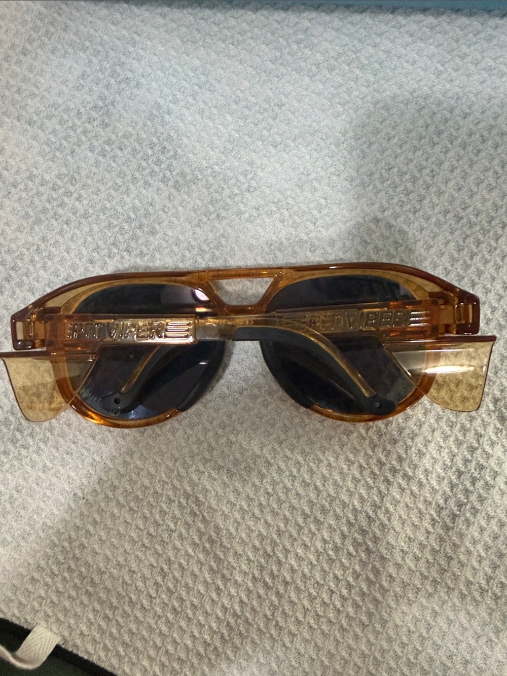 Pit Viper Amber Frame Sunglasses with Purple-Red Mirrored Lenses - Picture 4 of 5
